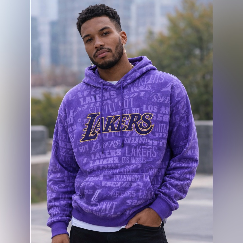 🏀 NWT! NBA Official Lakers Embroidered Logo Pullover Sweatshirt Hoodie